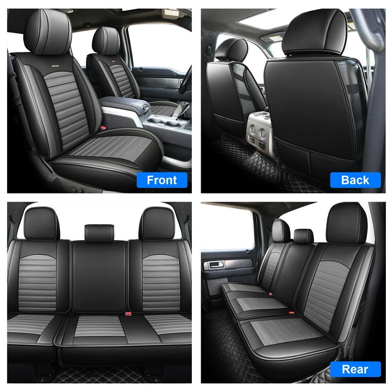 Fit for 2009 2014 Ford F150 Truck Car Seat Covers Front Rear Full Set Cushion Protector Black Grey