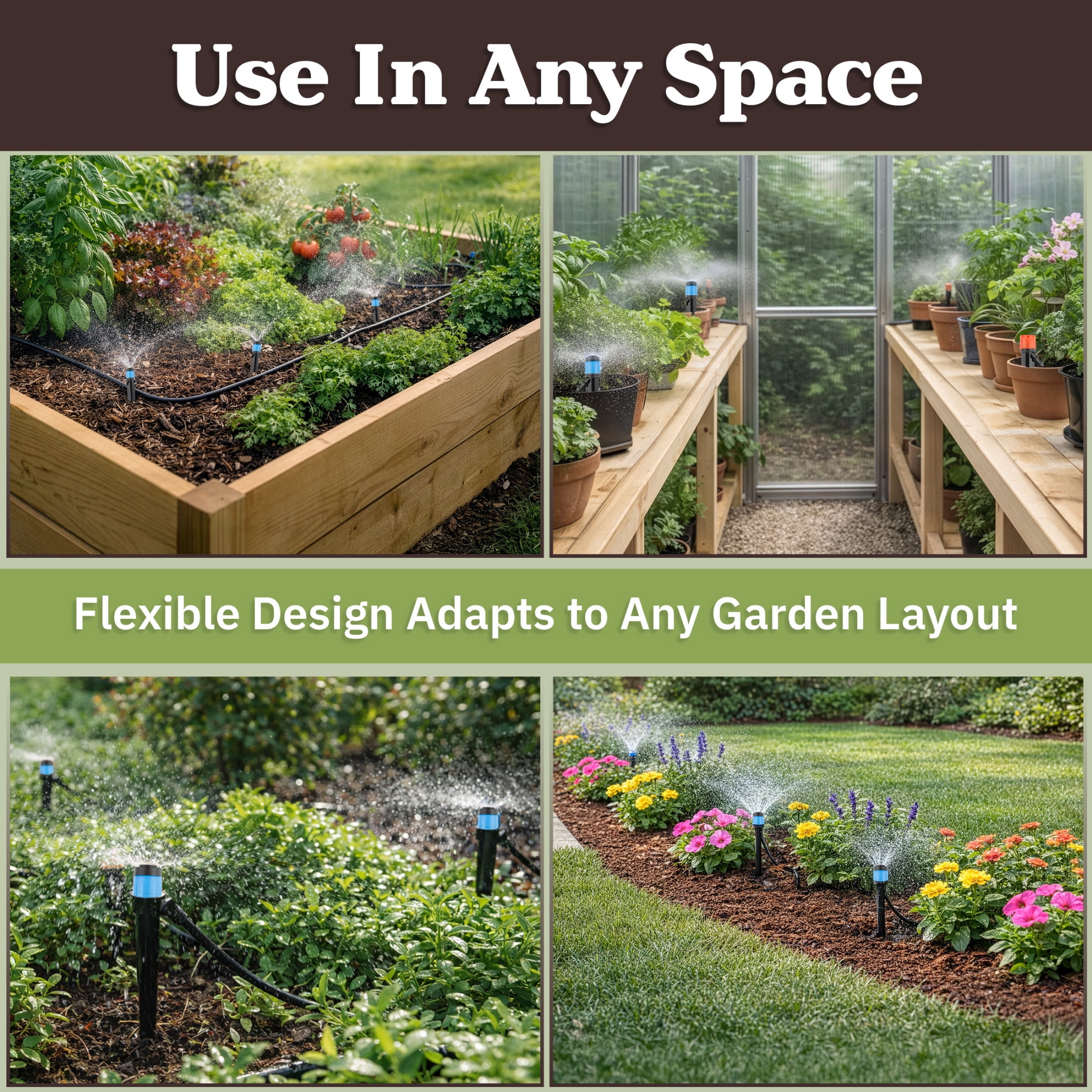 Pure Garden 100ft Adjustable Drip Irrigation System for Garden, Greenhouse, or Raised Beds