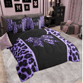 thumbnail image 4 of Feelyou Chic Purple Bow-tie Twin Bedding Sets 7-Piece for Kids, Modern Cheetah Print Bedding Comforter Set, Fashion Bling Diamond Reversible Sheet Sets, Lightweight Room Decor, 4 of 9