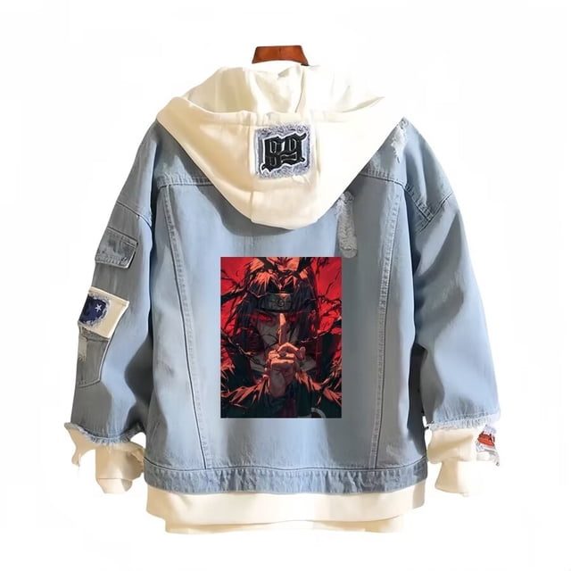 Chaqueta vaquera casual con estampado digital Naruto Uchiha Itachi