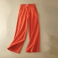 thumbnail image 2 of Gibobby pantalones de cargo mujer Pantalones elásticos transpirables de bolsillo Pantalones sueltos de algodón y lino Pantalones de mujer (Rojo, L), 2 of 4