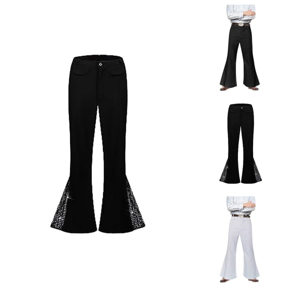 70s Disco Pants for Men Classic Casual Mens Bell Bottom Pants 70s Disco Outfits Flared Trousers