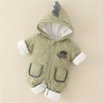 thumbnail image 5 of Fesfesfes Baby Boys Girls Winter Warm Thick Hooded Romper Jumpsuit Zipper Long Sleeve 1 Piece Padded Toddler Snowsuit Outfit 0 to 24 Months(Green,6-9 Months), 5 of 9