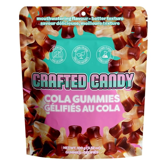 Crafted Candy Vegan Cola Gummies, Vegan Plant Based Cola Gummies