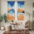 thumbnail image 6 of Orange Blue Ocean Waves Kitchen Curtains 63 Inch Length, Summer Beach Coastal Abstract Tiers Curtains for Living Room Berdoom Bathroom, Light Filtering Drapes Window Treatment 2 Panels 42"Wx63"L, 6 of 8