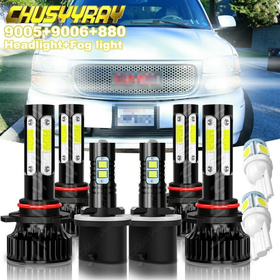 For GMC Yukon Denail 2001-2006 LED Headlight High Low Beam   Fog Light Bulbs Kit