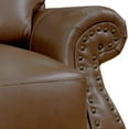 thumbnail image 3 of Leather Sofa 3 Seater, Wide Top Grain Leather Couch, Rolled Arm Sofa, Nailhead Trim, Chestnut Brown, 3 of 8