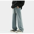 thumbnail image 4 of Aueoeo Men's Wide Leg Jean Stretch Straight Leg Fashion Soft Comfoy Waist Pants Elastic Waist Drawstring Baggy Pant, 4 of 6
