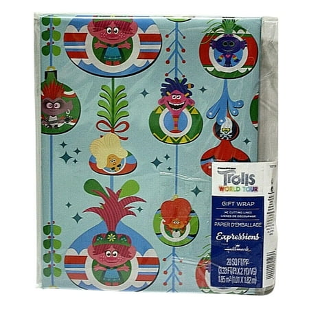 Trolls World Tour Kids Adults Birthday Christmas Holiday All Occasion Gift Wrapping Paper Party Favors Supplies 20 sq ft Total & Custom Storage Carrier