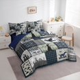 thumbnail image 3 of Homewish Vintage Lodge Cabin Bedding Comforter Set 7 Pieces, Blue Buffalo Plaid Full Bedding Set, Rustic Farmhouse Theme Reversible Fitted Sheet Flat Sheet, Ultra Soft Bedroom Decor, 3 of 7
