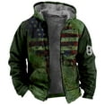 thumbnail image 2 of Men's Flag Print Fleece Lined Thickened Jacket with Zipper Hood - Casual Big Size Coat for Winter Fashion, Holiday Gifts, and Snow Activities, Great for Outdoor Enthusiasts,Multicolor,4XL, 2 of 4