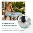 thumbnail image 5 of Round Outdoor Tablecloth with Umbrella Hole and Zipper, Teal Ombre Fitted Table Cover with Elastic Edge for 55-60 Inch, Modern Geometric Moire Abstract Art Waterproof Patio Tablecoths for Picnic, 5 of 9