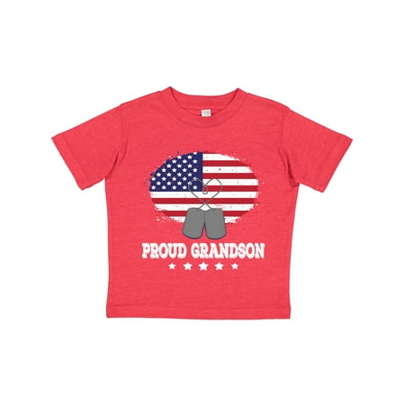 

Inktastic Proud Military Grandson US Flag Gift Toddler Boy Girl T-Shirt
