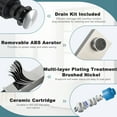 thumbnail image 2 of Brushed Nickel Bathroom Faucet WOWOW Modern Faucet for Bathroom Sink Single Hole Bathroom Faucet with cUPC Supply Lines and Pop up Drain, 2 of 6