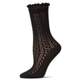 thumbnail image 2 of MeMoi Women's Ruffle Pointelle Crew Socks - Womens - Female, 9-11, Black, 2 of 10