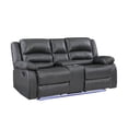 thumbnail image 3 of Martin 2 Pc Manual Reclining Sofa set finished with Faux Leather/ Wood in Gray, 3 of 12