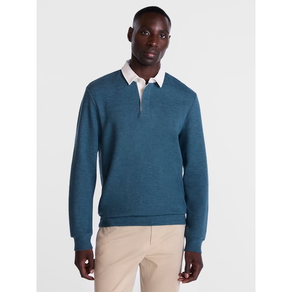 George Men's and Big Men's Rugby Shirt with Long Sleeve, Size S-3XL
