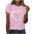 thumbnail image 2 of Goodtrade8 Short Sleeve Shirts for Womens Valentines Heart Ladies Valentines Day Crew Neck Love Cute Printed Casual Womens Tops, 2 of 4