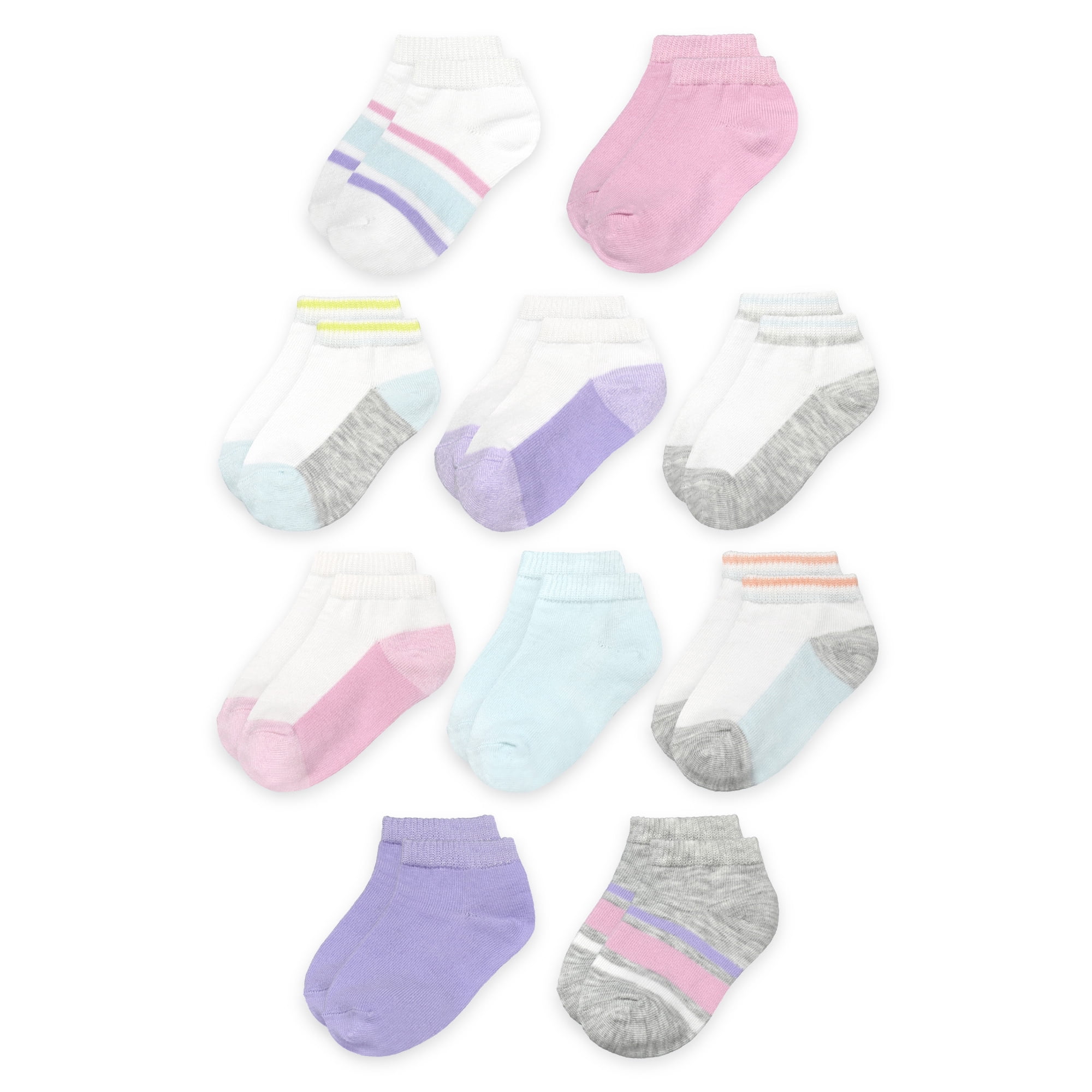 Fruit of the Loom Toddler Low-Cut Socks, 10-Pack, Size 6M-5T