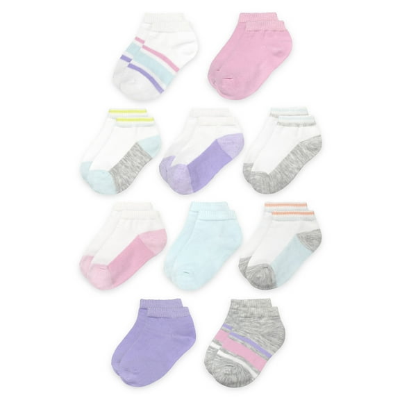 Fruit of the Loom Toddler Low-Cut Socks, 10-Pack, Size 6M-5T
