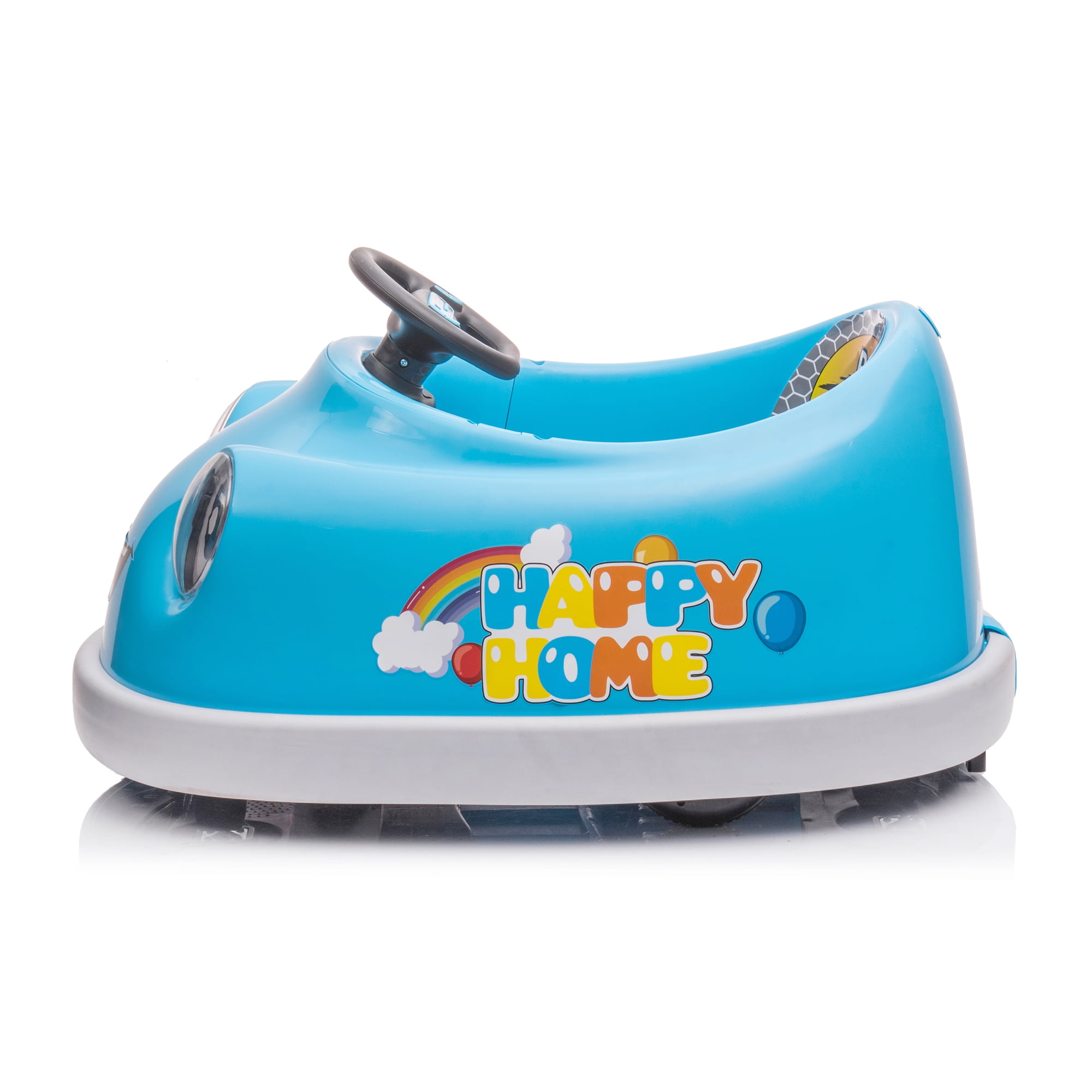CIPACHO Ride On Bumper Car for Kids, 12V Dual Drive 1-6 Years Old Children's Electric Car with Pushrod Dinner Plate USB BT Music Rocking Horse Mode Anti-Collision, Blue