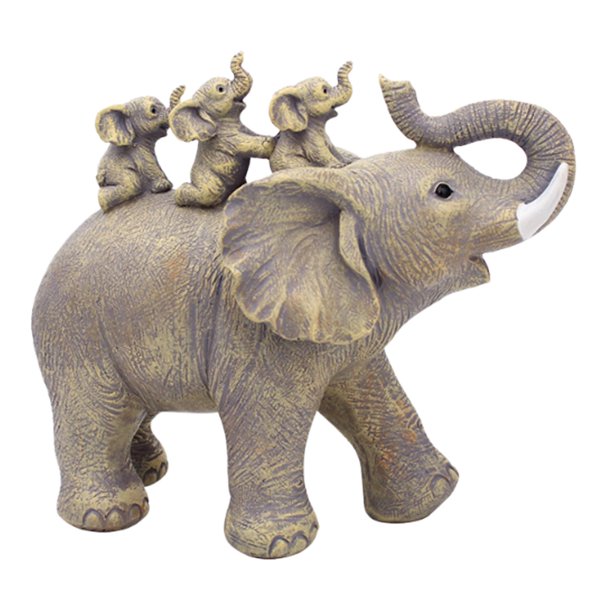Estatua de elefante, figura decorativa, colección de resina moderna, adorno de escritorio para Amarillo gris
