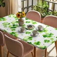 thumbnail image 3 of St. Patrick's Day Table Cloths for 3 Foot Rectangle Tables, Watercolor Lucky Shamrock Polka Dots Green Patio Waterproof Elastic Fitted Tablecloths, Washable Rectangular Table Cover for Camping, 3 of 8
