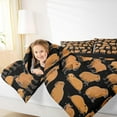 thumbnail image 5 of Manfei Brown Capybara Bedding Comforter Set,Kids Kawaii Animal Twin Comforter Sets For Boys Girls Teens,Black Brown Bedding Set,Microfiber Bedroom Decor Reversible,2 Pieces, 5 of 8