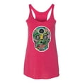 thumbnail image 2 of Day Of The Dead Calavera Skull Colorful Trippy | Womens Pop Culture Premium Tri-Blend Racerback Tank Top, Shocking Pink, Large, 2 of 4