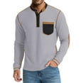 thumbnail image 2 of Afuyipoi Long Sleeve T-shirts Mens,with Pockets Round Neck Casual Pullover Shirts Gray M, 2 of 8