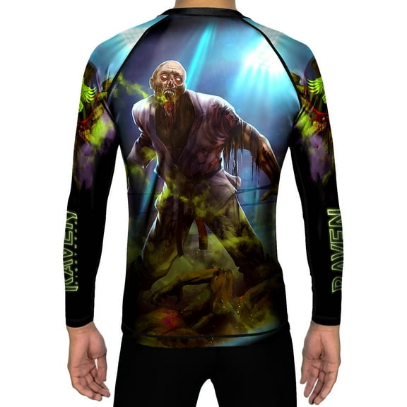 Raven Fightwear Men's Zombie 2.0 Jiu Jitsu BJJ Rash Guard MMA Black