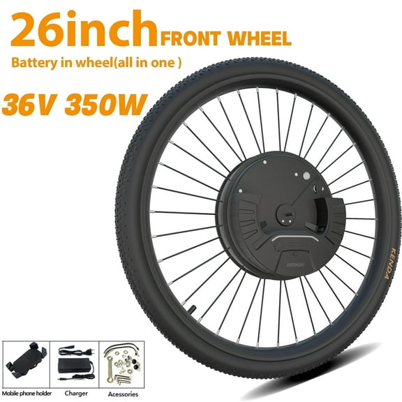 36V 350W Electric Bicycle Conversion Kit with 7.2 Ah Battery 26'' Front Wheel (All in One )