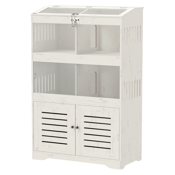 Hamster Cage for Multiple Pets, Rat Cage with Cabinet - Large Multi-Level Habitat, Cream White