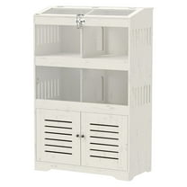 Hamster Cage for Multiple Pets, Rat Cage with Cabinet - Large Multi-Level Habitat, Cream White