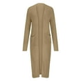 thumbnail image 5 of Trendy Long Sweater Cardigan for Women Soft Knitted Open Front Jacket with Pockets Casual Full Sleeve Maxi Coat (Small, Khaki), 5 of 5