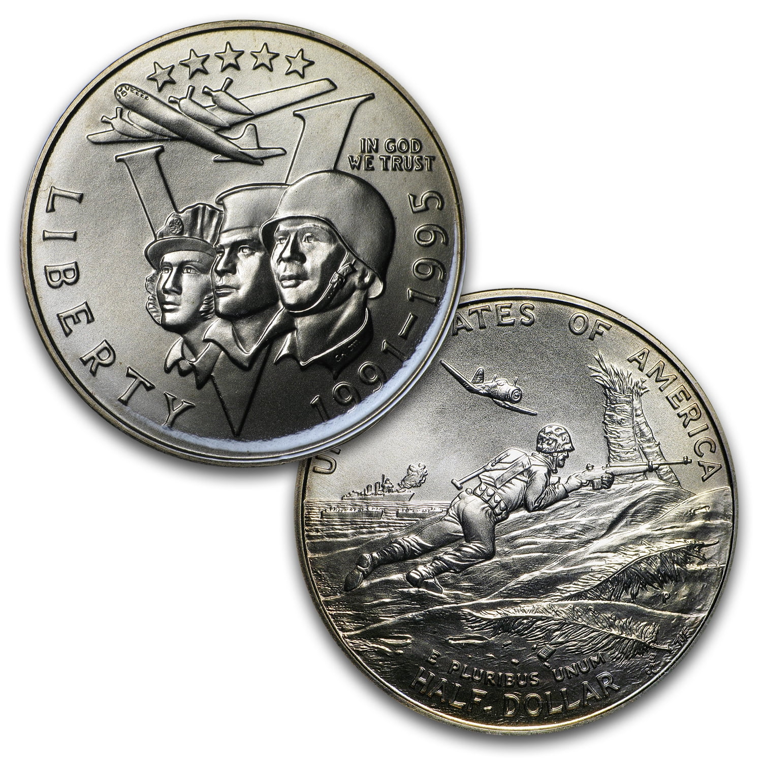 1993-P World War II 1/2 Dollar Clad Commem Coin/Medal Set (Card