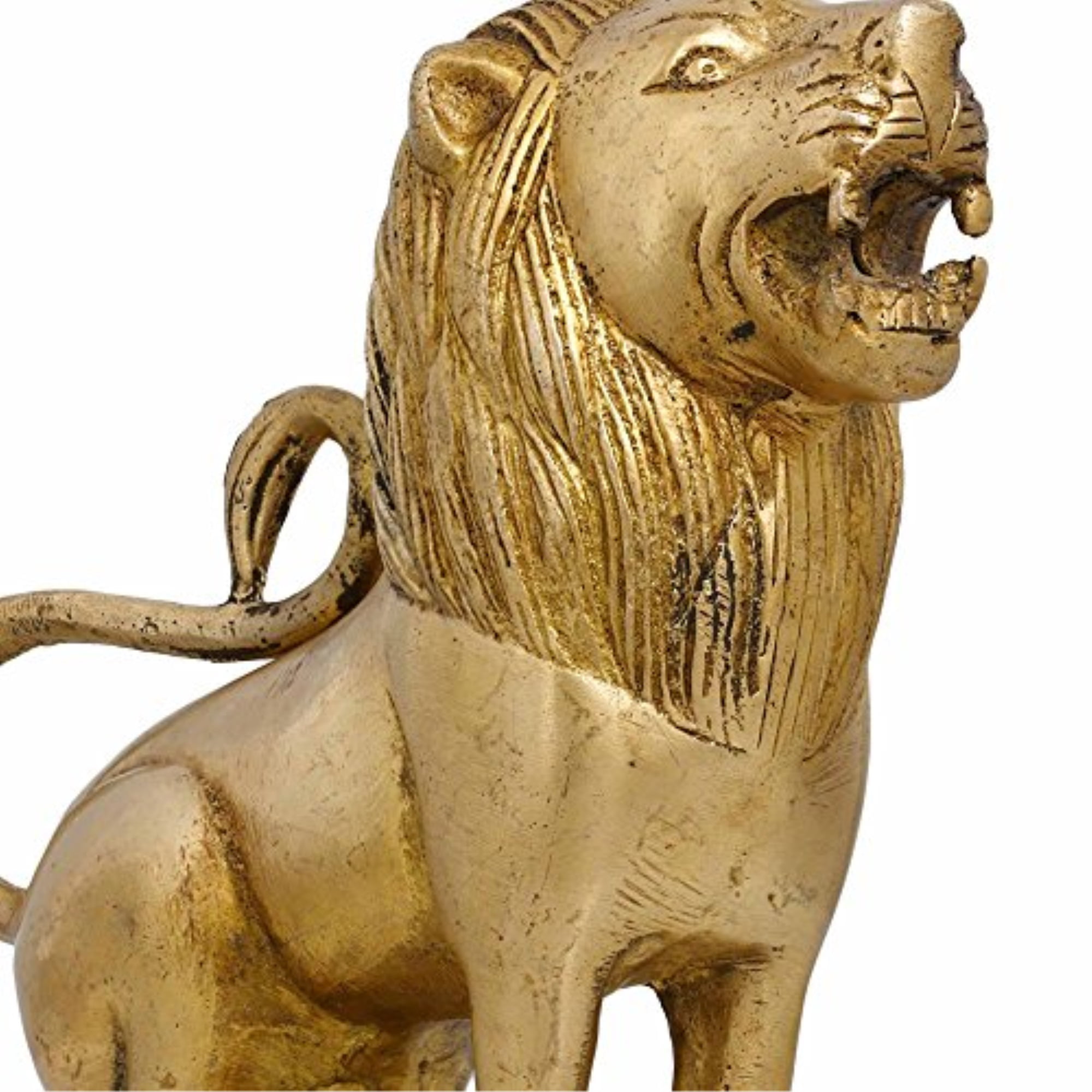 Brass Lion Figurines Gifts Statuette Small Ornaments Carved Jewelry Pendant