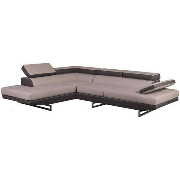 Titan Furnishings Faux Leather Sectional with Left Arm Facing in L Gray/D Gray