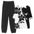 thumbnail image 5 of DDAPJ pyju Womens Cotton Linen 2 Piece Outfits Dressy Floral Print Half Sleeve Blouse Tops with Elastic Waist Capri Pants Suits Plus Size Lounge Matching Set White XXL, 5 of 6