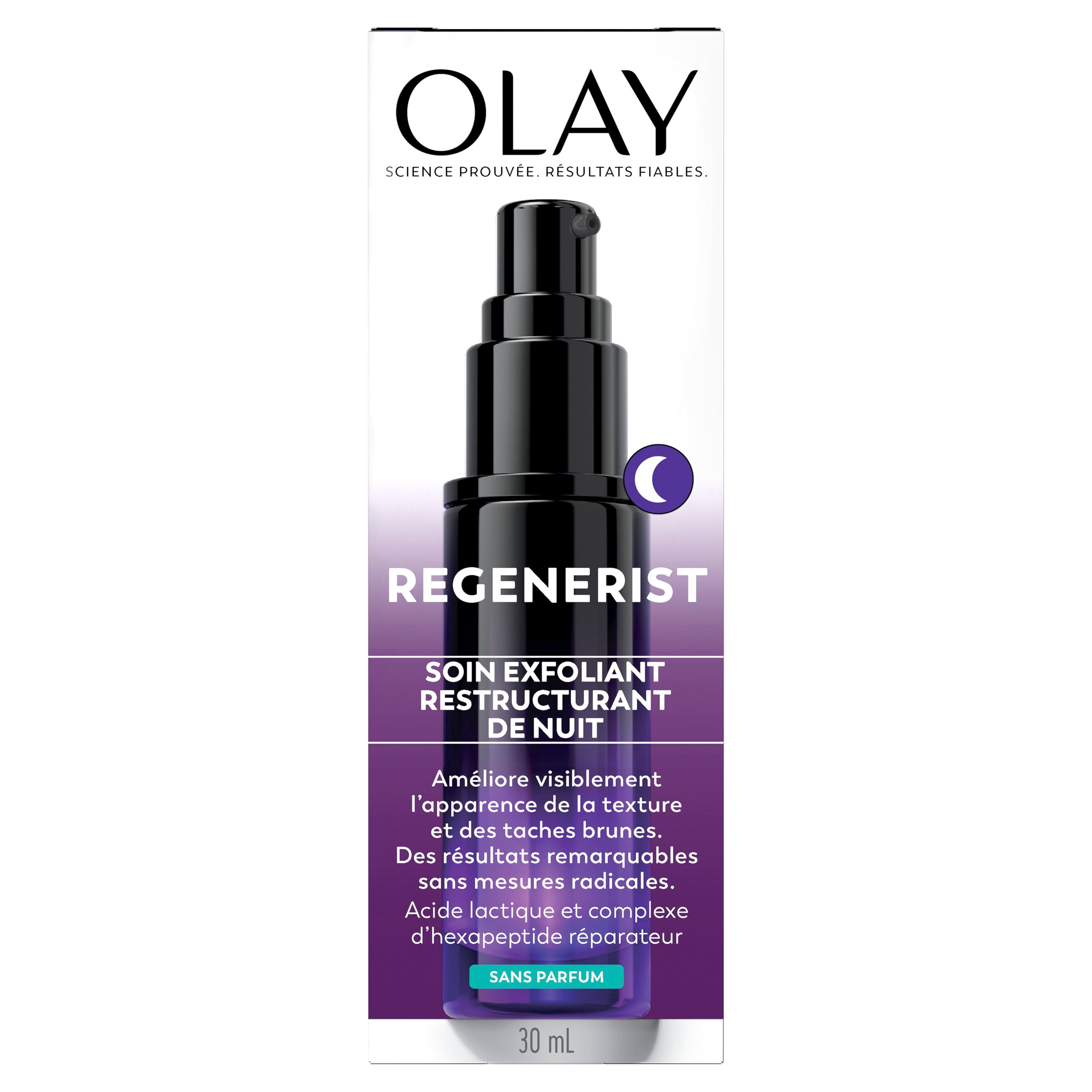 Olay Regenerist Glycolic Acid Night Peel, Exfoliating & Renewal Treatment , AHA, Resurfacing, Smooth Texture, Brighten Skin Tone, Reduce Fine Lines, Lightweight Night Serum for Radiant