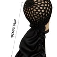 thumbnail image 3 of 2 In1 Wrap Cap Bonnet Reversible,Adjustable Hair Wrap Nettie Band,Extra Long Hair Silk Press Set Braid Bonnet for Curly(Black), 3 of 10