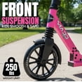 thumbnail image 3 of Madd Gear Metro Cruise 250 Folding Kick Scooter with Suspension, 200mm Wheels, Adjustable Handlebar, Black Pink, 3 of 10