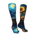 thumbnail image 3 of Naloa Vintage Starry Sky Sunflower High Stockings Women Thigh High Stockings Over Knee Long Stockings-One Size, 3 of 8
