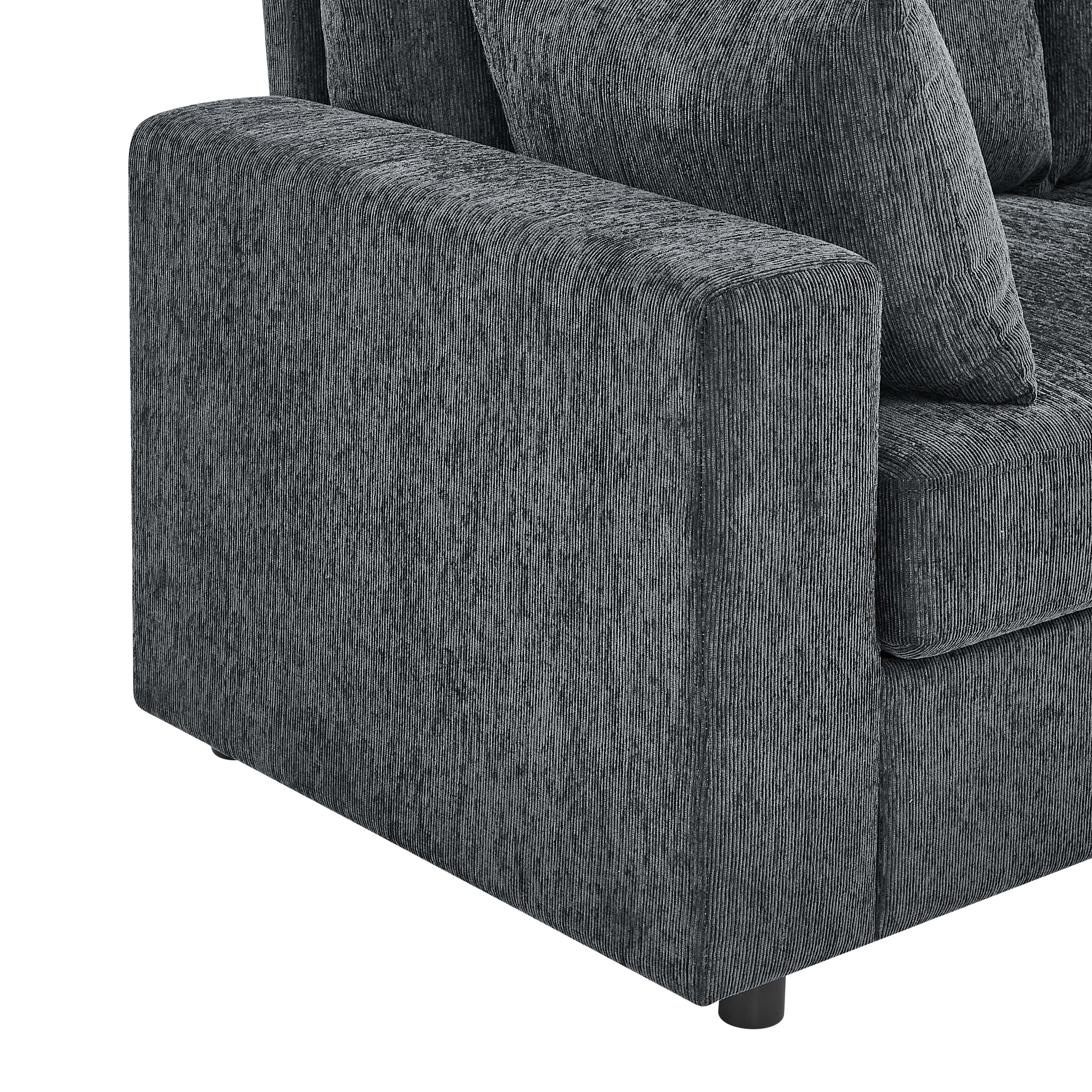 AENKYO 78" Modern Upholstered Sectional Sofa, Loveseat Couch with Deep Cushions and Pillows for Living Room，Black