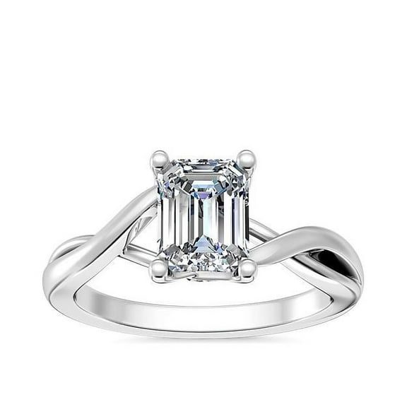 1.00 Ct Emerald Cut Natural Diamond Sparkle Solitaire Ring for Engagement and Weddings Solid 14K White Gold Size 7