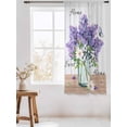 thumbnail image 3 of Sheer Curtains 72 Inches Long, Purple Lavender Semi Sheer Curtains Light Filtering Window Treatment, Spring Floral Daisy Butterfly Leaves Gray Privacy Voile Drapes for Living Room Bedroom 52x72 Inch, 3 of 7