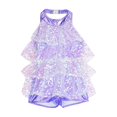 thumbnail image 5 of Kids Girls Halter Ballet Dance Shorty Unitard Dress Shiny Sequins Gymnastics Modern Jazz Latin Samba Rumba Dancing Costumes, 5 of 5