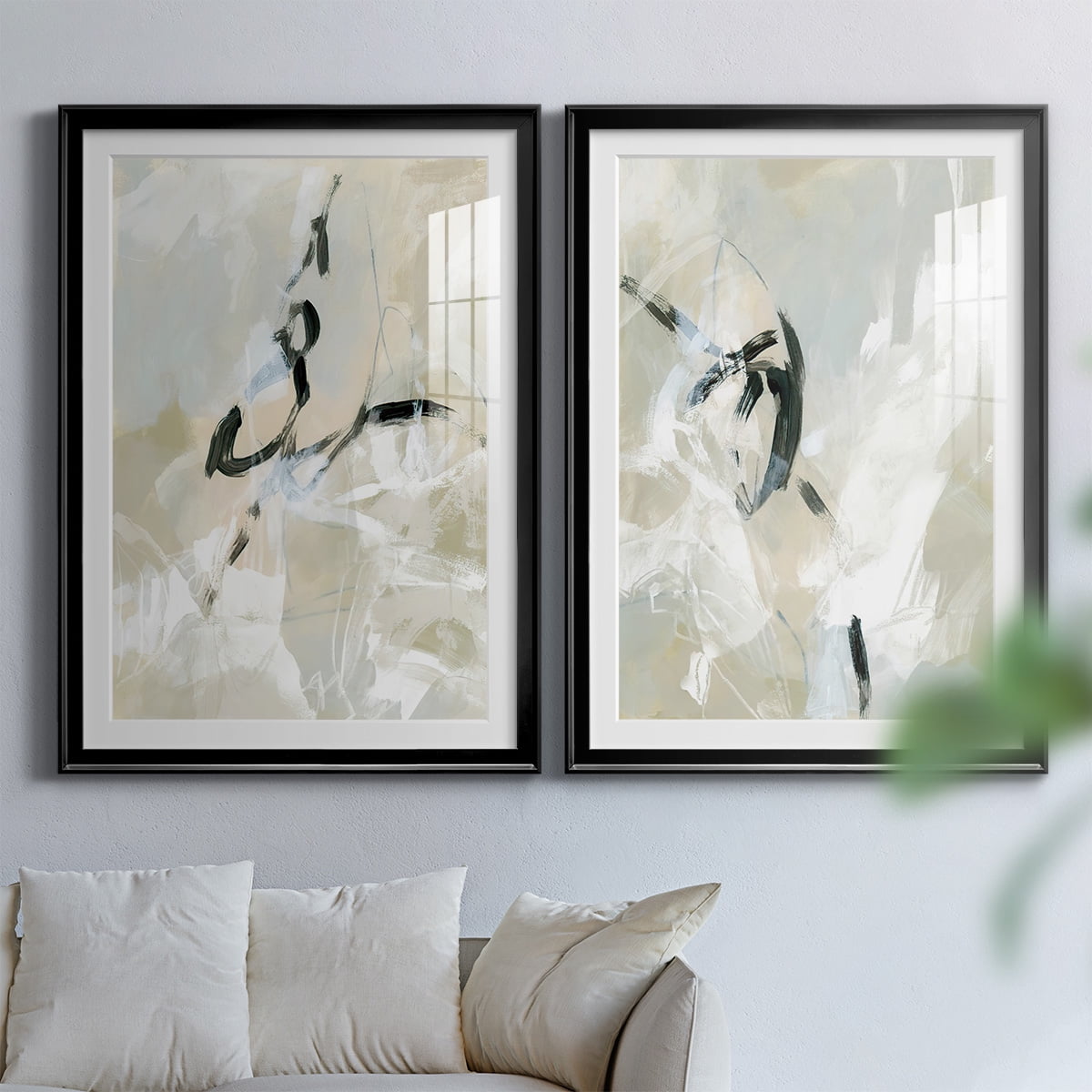 Wexford Home Scribble Veil I Premium Framed Print, 18.5" x 24.5" - Ready to Hang, Black (Set of 2)