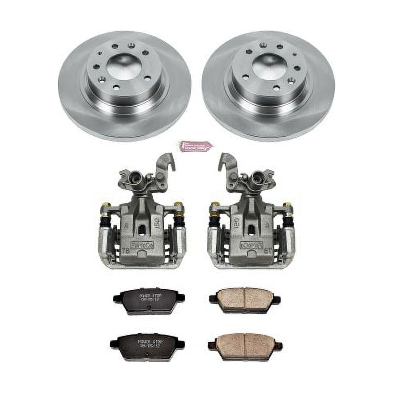 PowerStop Rear Stock Replacement Brake Pad and Rotor Kit with Calipers Fits: FORD LINCOLN MAZDA MERCURY Select Models KCOE2450