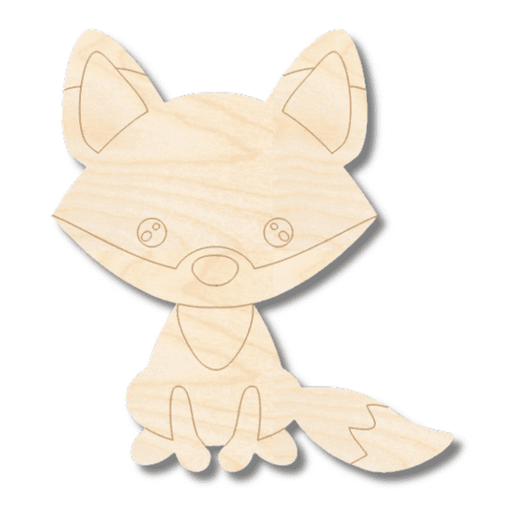 Unfinished Wood Etched Fox Shape 7" / 1/8"